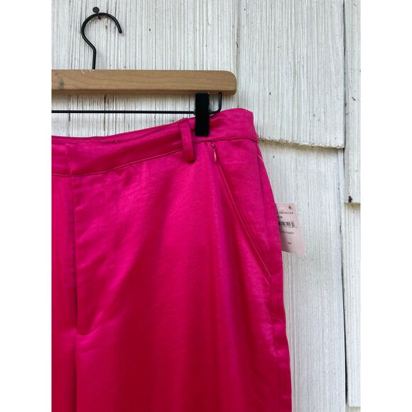 NWT Good American Washed Satin Wide Leg Pants‎ High Waist Love Potion Pink 12/31 - Picture 3 of 9